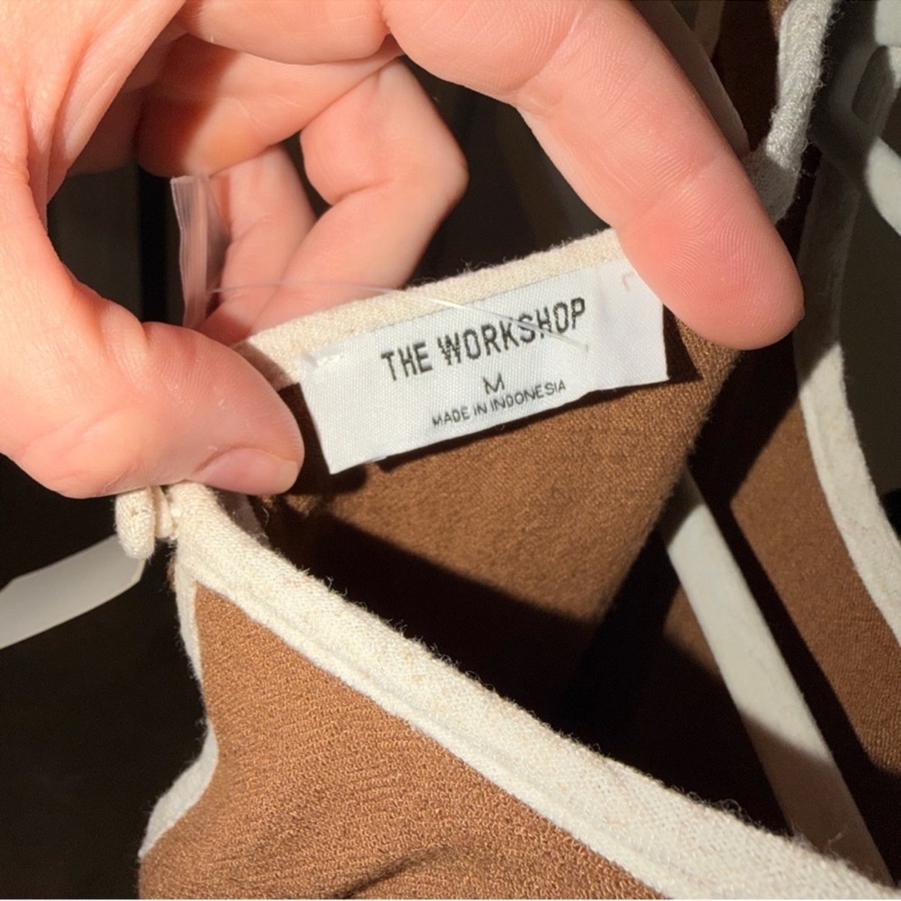 Workshop Republic Clothing 2 Two Piece Set Brown with Tan/White Trim - Picture 9 of 9